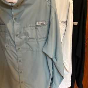 Columbia Omni Shade fishing camp shirts lot of 3 XXL green black and white